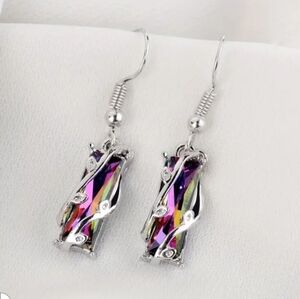 STERLING SILVER Rainbow Crystal Earrings